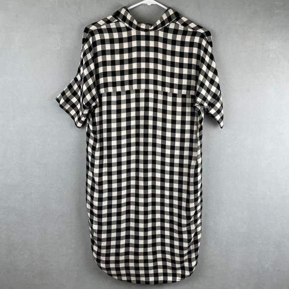 Madewell Buffalo Check Plaid Everyday Shirt Dress Black White Viscose XXS E7148 - Picture 2 of 9